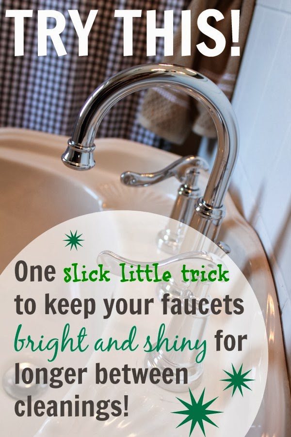 One easy trick to keep your faucets extra shiny and free from water spots for longer in between cleanings! Who wouldn't want that?