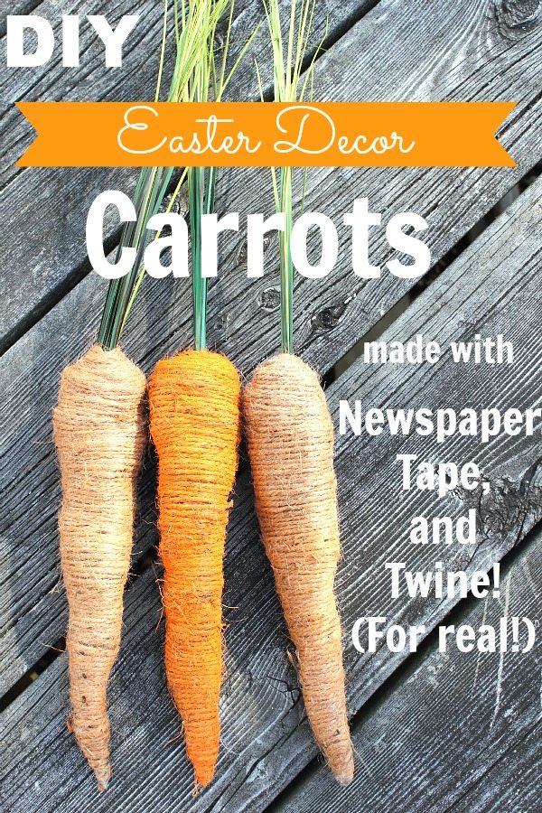 Easter Carrots made from newspaper, tape, and twine! Gotta try this one!